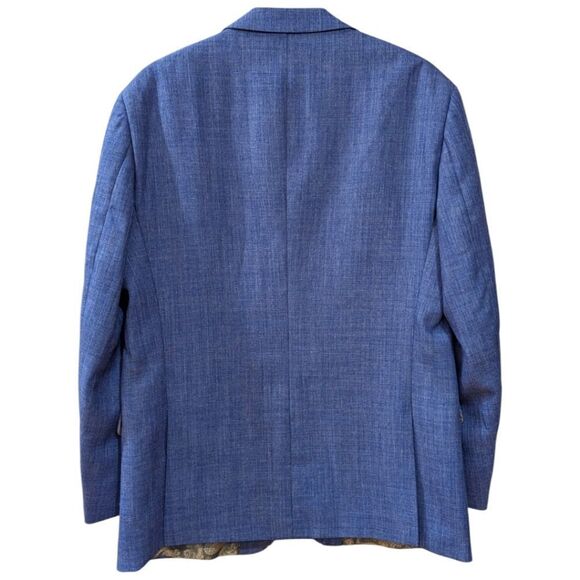 ZeGarie Uomo Men's EU 42R Two Button Blazer 100% Wool Silk Lined in Blue - Picture 2 of 9